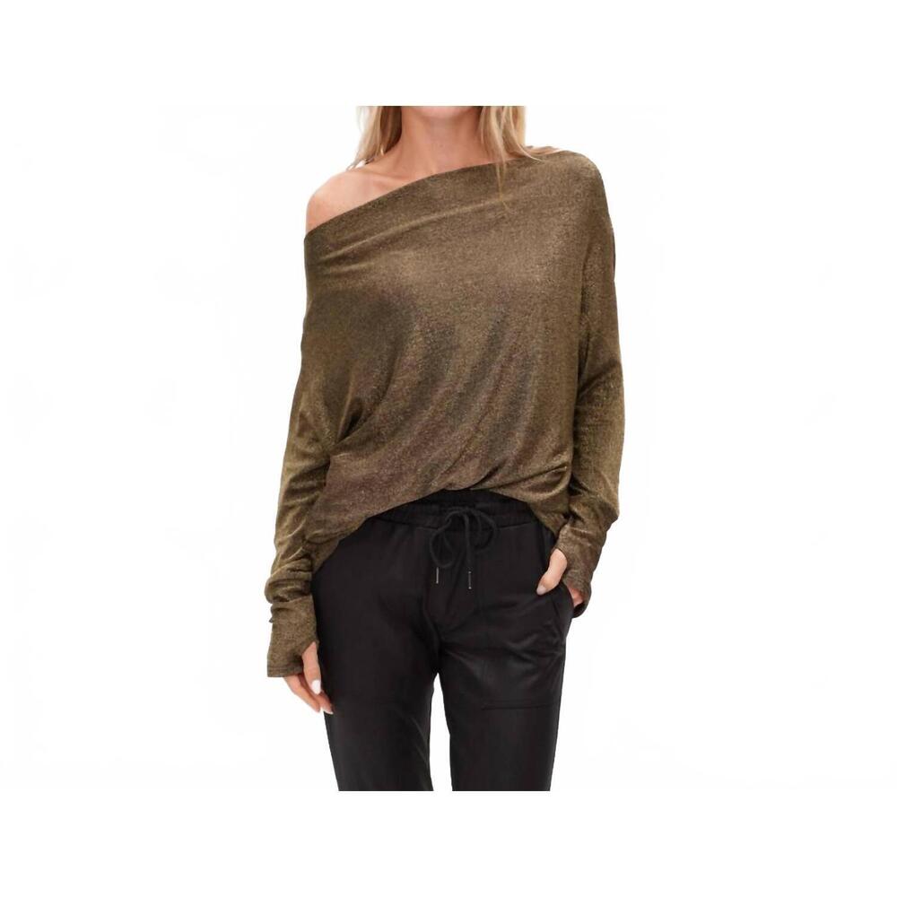 NEW SIX/FIFTY anywhere off shoulder top in gold lurex
